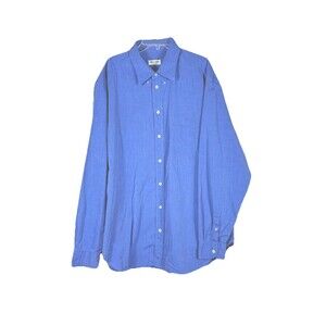 Giorgio Armani Le Collezioni Shirt Mens 17.5 44 Blue Dress Long Sleeve Cotton
